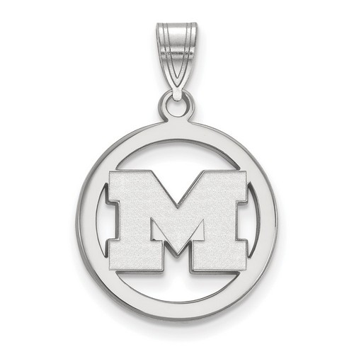 University of Michigan Wolverines Small Sterling Silver Circle Pendant 1.94 gr