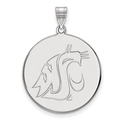 Washington State Cougars XL Disc Pendant in Sterling Silver 5.45 gr