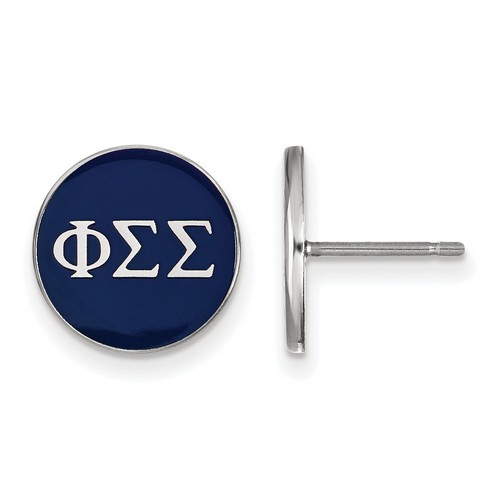 Phi Sigma Sigma Sorority Enameled Post Earrings in Sterling Silver 1.46 gr
