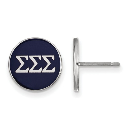Tri Sigma Sorority Enameled Post Earrings in Sterling Silver 1.46 gr