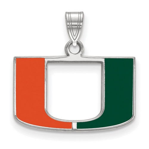 University of Miami Hurricanes Small Pendant in Sterling Silver 1.69 gr