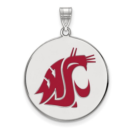 Washington State Cougars XL Disc Pendant in Sterling Silver 5.52 gr