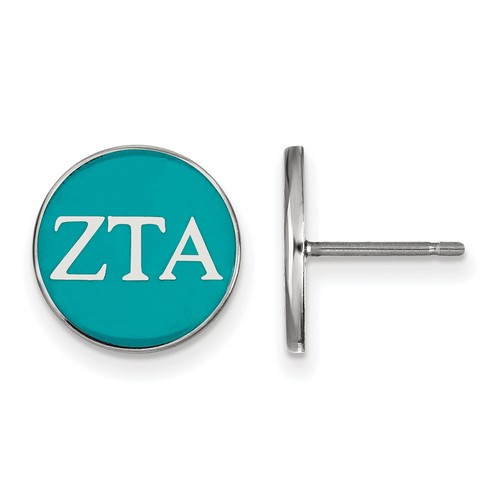 Zeta Tau Alpha Sorority Enameled Post Earrings in Sterling Silver 1.46 gr
