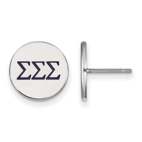 Sigma Sigma Sigma Sorority Enameled Sterling Silver Post Earrings 2.04 gr
