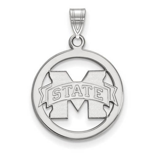 Mississippi State University Bulldogs Small Sterling Silver Circle Pendant