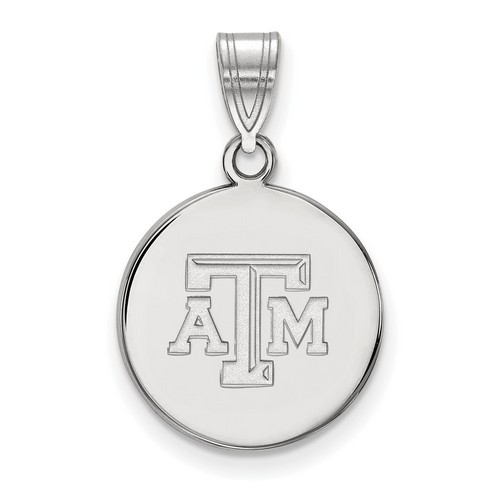 Texas A&M University Aggies Medium Disc Pendant in Sterling Silver 2.37 gr