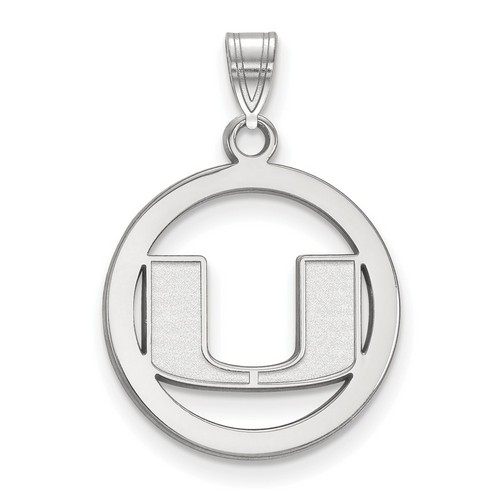 University of Miami Hurricanes Small Sterling Silver Circle Pendant 1.86 gr