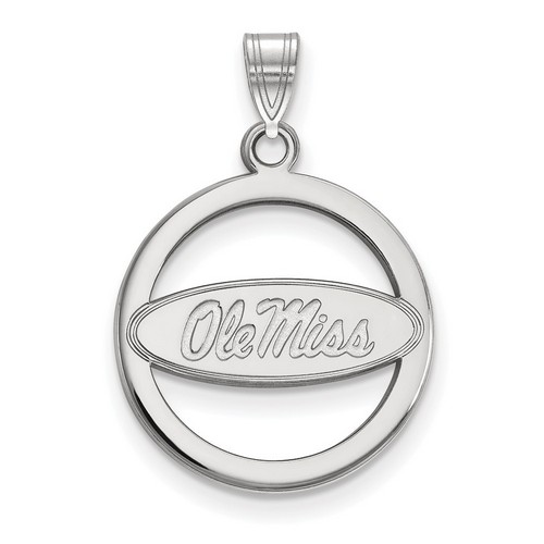 University of Mississippi Rebels Small Sterling Silver Circle Pendant 2.02 gr