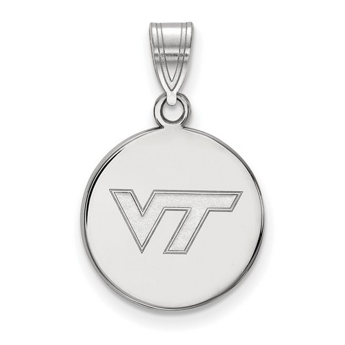 Virginia Tech Hokies Medium Disc Pendant in Sterling Silver