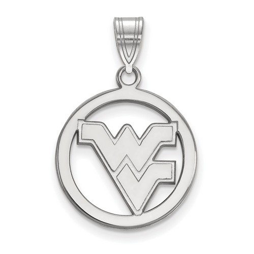 West Virginia University Mountaineers Small Sterling Silver Circle Pendant