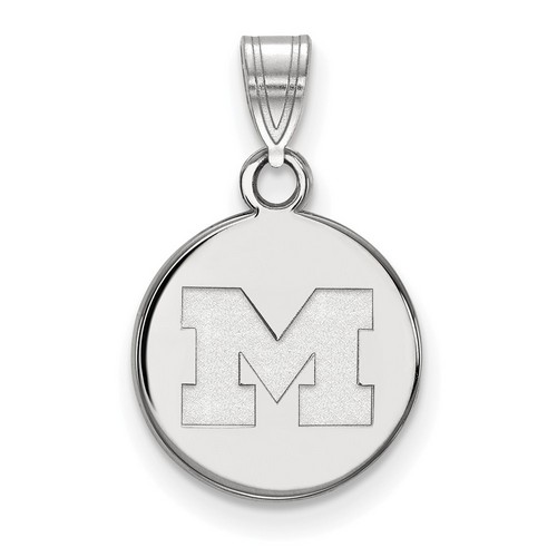 University of Michigan Wolverines Small Disc Pendant in Sterling Silver 1.36 gr
