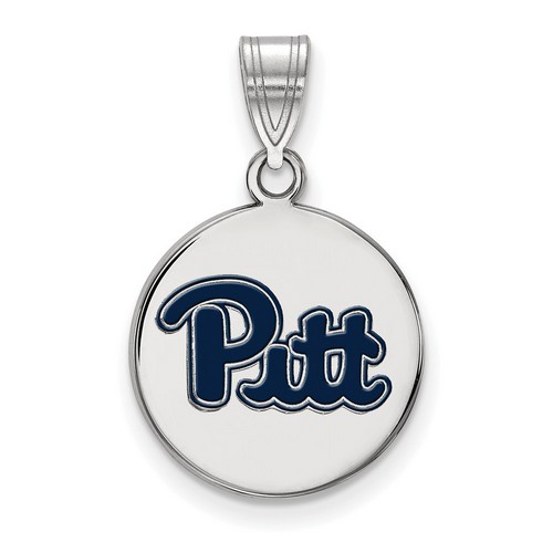 University of Pittsburgh Pitt Panthers Medium Disc Pendant in Sterling Silver
