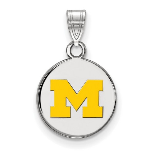 University of Michigan Wolverines Yellow Disc Pendant in Sterling Silver 1.40 gr