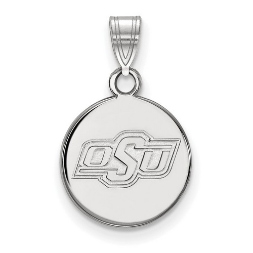 Oklahoma State University Cowboys Small Disc Pendant in Sterling Silver 1.45 gr