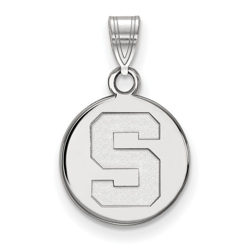 Michigan State University Spartans Small Disc Pendant in Sterling Silver 1.41 gr
