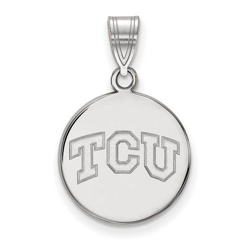 Texas Christian University TCU Horned Frogs Medium Silver Disc Pendant 2.30 gr
