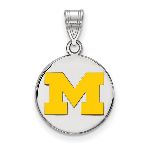 University of Michigan Wolverines Yellow Sterling Silver Disc Pendant 2.12 gr