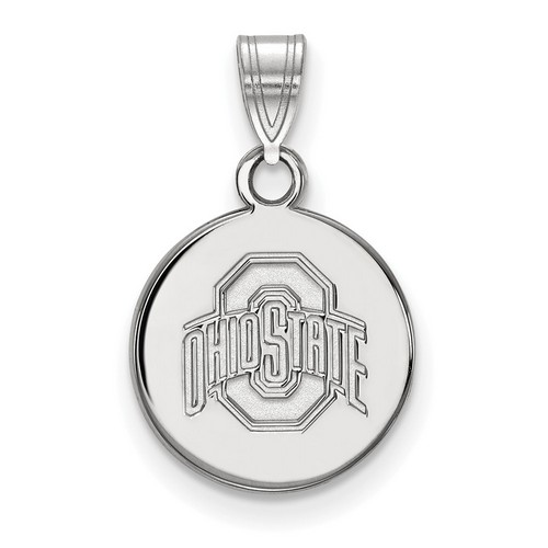 Ohio State University Buckeyes Small Disc Pendant in Sterling Silver 1.59 gr