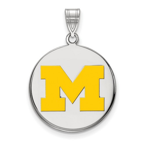 University of Michigan Wolverines Yellow Sterling Silver Disc Pendant 3.96 gr