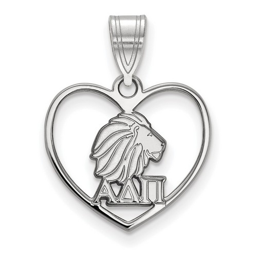 Alpha Delta Pi Sorority Heart Pendant in Sterling Silver 1.23 gr