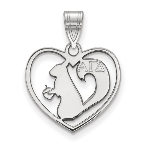 Alpha Gamma Delta Sorority Heart Pendant in Sterling Silver 1.77 gr