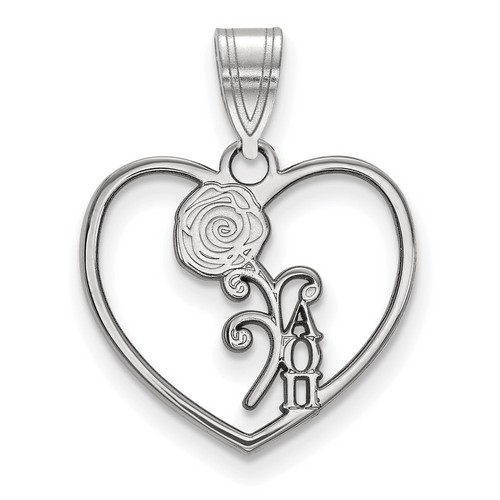 Alpha Omicron Pi Sorority Heart Pendant in Sterling Silver 1.11 gr