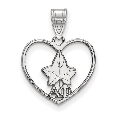 Alpha Phi Sorority Heart Pendant in Sterling Silver 1.23 gr