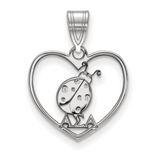 Alpha Sigma Alpha Sorority Heart Pendant in Sterling Silver 1.23 gr