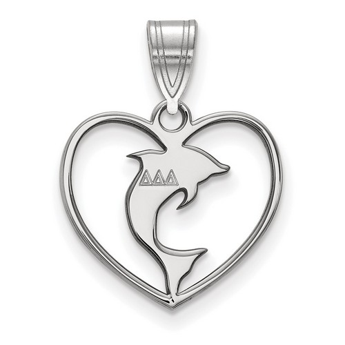 Tri Delta Sorority Heart Pendant in Sterling Silver 1.20 gr