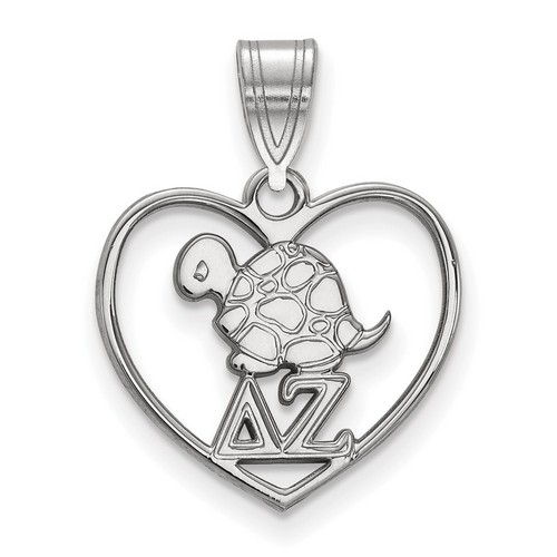 Delta Zeta Sorority Heart Pendant in Sterling Silver 1.23 gr