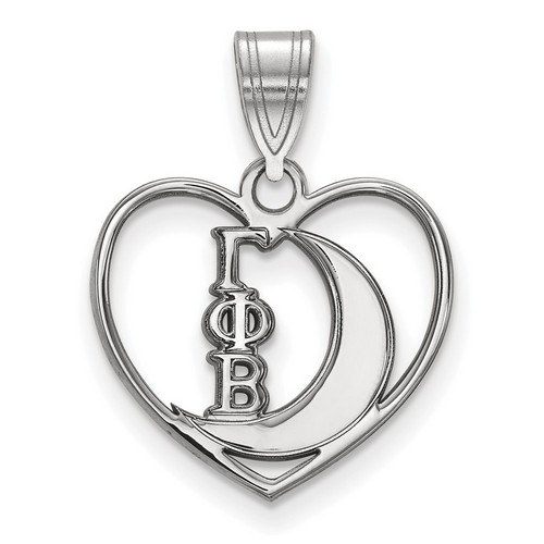 Gamma Phi Beta Sorority Heart Pendant in Sterling Silver 1.23 gr
