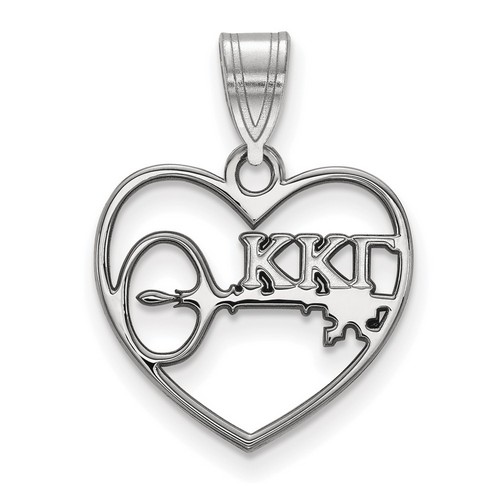 Kappa Kappa Gamma Sorority Heart Pendant in Sterling Silver 1.21 gr
