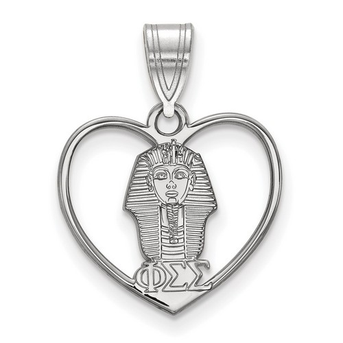 Phi Sigma Sigma Sorority Heart Pendant in Sterling Silver 1.23 gr