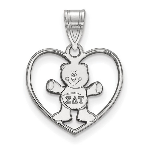 Sigma Delta Tau Sorority Heart Pendant in Sterling Silver 1.23 gr