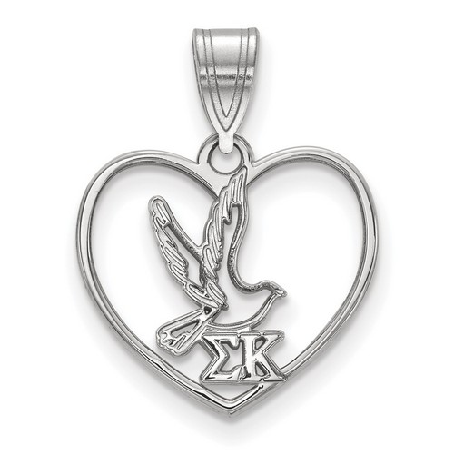 Sigma Kappa Sorority Heart Pendant in Sterling Silver 1.23 gr