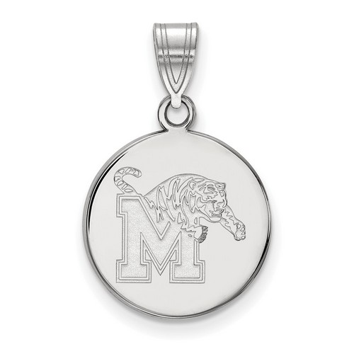 University of Memphis Tigers Medium Disc Pendant in Sterling Silver 2.30 gr
