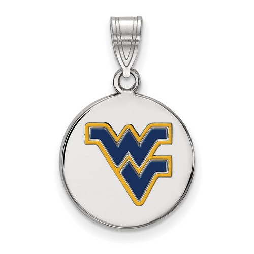West Virginia University Mountaineers Medium Disc Pendant in Sterling Silver