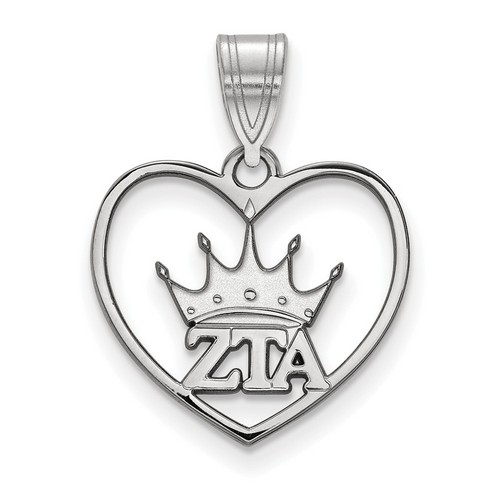 Zeta Tau Alpha Sorority Heart Pendant in Sterling Silver 1.23 gr