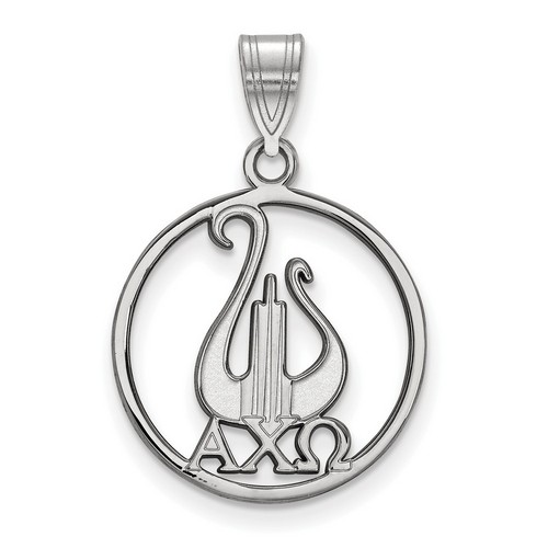 Alpha Chi Omega Sorority Small Circle Pendant in Sterling Silver 1.65 gr