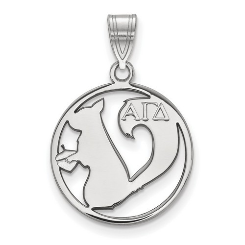 Alpha Gamma Delta Sorority Small Circle Pendant in Sterling Silver 1.39 gr