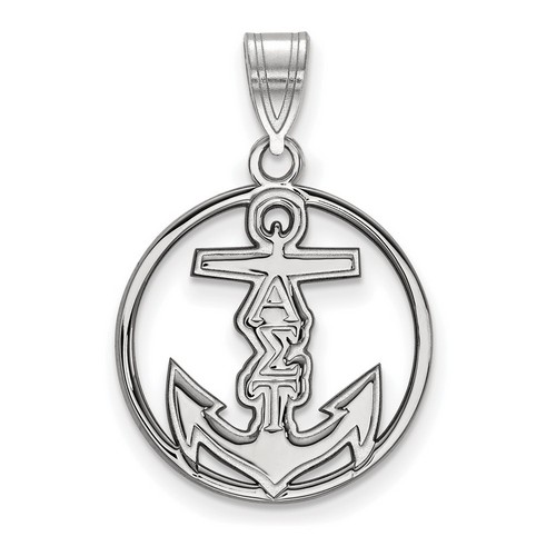 Alpha Sigma Tau Sorority Small Circle Pendant in Sterling Silver 1.65 gr