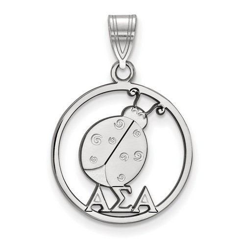 Alpha Sigma Alpha Sorority Small Circle Pendant in Sterling Silver 1.65 gr