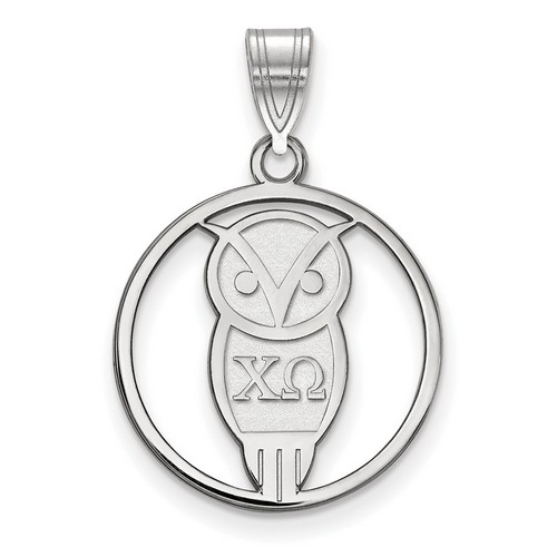 Chi Omega Sorority Small Circle Pendant in Sterling Silver 1.65 gr