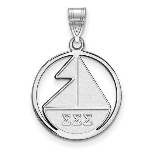 Tri Sigma Sorority Small Circle Pendant in Sterling Silver 1.65 gr