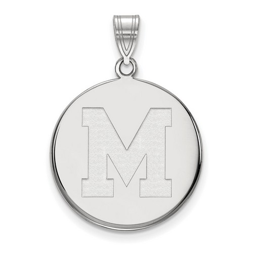 University of Memphis Tigers Large Disc Pendant in Sterling Silver 4.18 gr