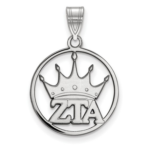 Zeta Tau Alpha Sorority Small Circle Pendant in Sterling Silver 1.65 gr