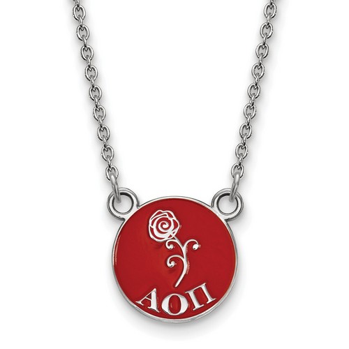 Alpha Omicron Pi Sorority XS Pendant Necklace in Sterling Silver 3.20 gr