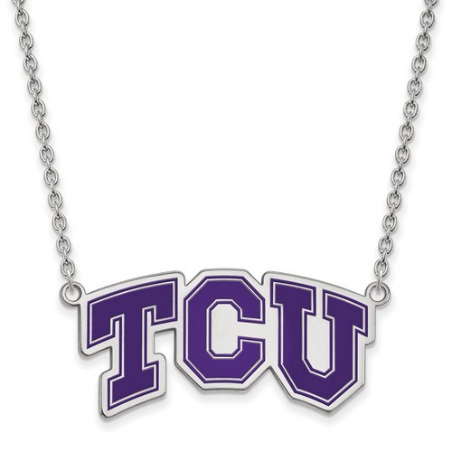 Texas Christian University TCU Horned Frogs Large Silver Pendant Necklace 8.60gr