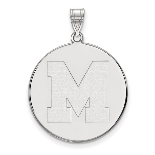 University of Memphis Tigers XL Disc Pendant in Sterling Silver 5.43 gr