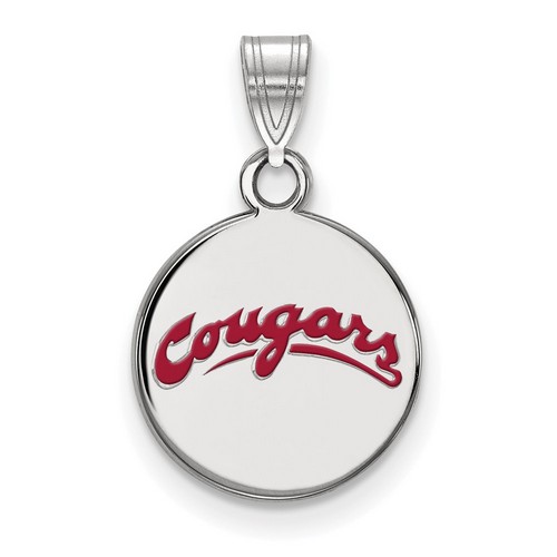 Washington State Cougars Small Disc Pendant in Sterling Silver 1.48 gr
